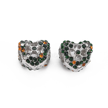 Heart Alloy+Rhinestone European Beads