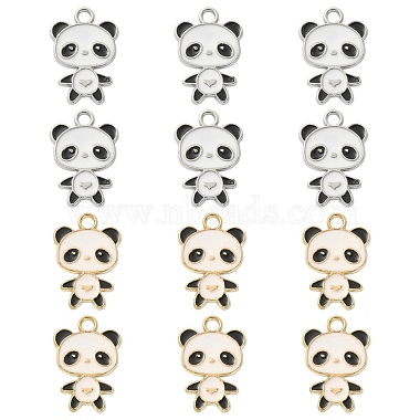 Platinum & Golden White Panda Alloy+Enamel Pendants