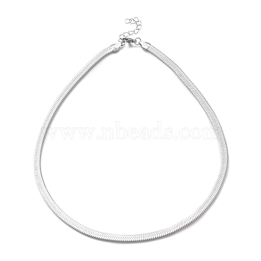 Unisex 304 Stainless Steel Herringbone Chain Necklaces(NJEW-O119-01B-P)-2