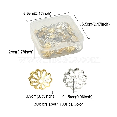 300Pcs 3 Colors Flower Iron Bead Caps(IFIN-YW0001-81)-4