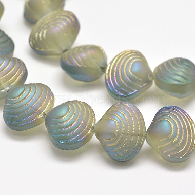 15mm YellowGreen Shell Electroplate Glass Beads