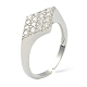 Brass Micro Pave Clear Cubic Zirconia Cuff Rings(RJEW-L100-018P)-1