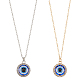 2Pcs 2 Colors Blue Plastic Evil Eye with Crystal Rhinestone Pendant Necklaces Set(NJEW-AN0001-25)-1