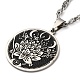 304 Stainless Steel Lunar Lotus Talisman Pendant Necklaces(NJEW-S007-21P)-2