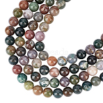 Natural Indian Bloodstone Beads Strands, Heliotrope Stone Beads, Round, 8mm, Hole: 1mm, about 46pcs/strand, 15~16 inch(G-AR0002-35)