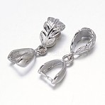 Leaf Rack Plating Brass Pendant Pinch Bails, Platinum, 13x8x5mm, Hole: 5x9mm and 7x4mm, Pin: 1mm(X-KK-L102-19P)