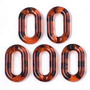 Transparent Acrylic Linking Rings, Quick Link Connectors, Imitation Leopard Skins Pattern, for Cable Chains Making, Oval, Chocolate, 38x23x6.5mm, Inner Diameter: 25x10mm(OACR-S036-006B-A01)