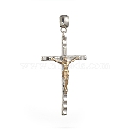 Alloy European Dangle Charms, Large Hole Big Pendants, Crucifix Cross, for Easter, Platinum & Golden, 71mm, Hole: 6mm, Cross: 56x33x8mm(MPDL-L028-49PG)