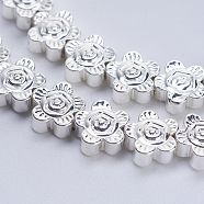 Non-magnetic Synthetic Hematite Beads Strands, Smooth Surface, Sunflower, Silver Plated, 7.5x3mm, Hole: 1mm, about 57~58pcs/strand, 15.9 inch(40.5cm)(G-F539-B02)
