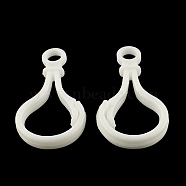 Opaque Solid Color Bulb Shaped Plastic Push Gate Snap Keychain Clasp Findings, White, 51x25x5.5mm, Hole: 6mm(KY-R006-01)