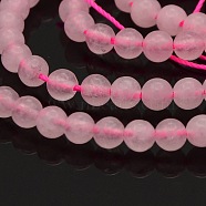 Round Natural Rose Quartz Beads Strands, 4mm, Hole: 0.8mm, about 90pcs/strand, 15.7 inch(G-N0120-07-4mm)