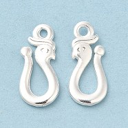Brass Pendants, Cadmium Free & Lead Free, Snake Charm, 925 Sterling Silver Plated, 15x6.5x1.5mm, Hole: 1.4mm(KK-M250-11S)