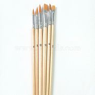 Paint Wood Brushes Set, with Aluminium Tube and Nylon Hair, for DIY Oil Watercolor Painting Craft, Blanched Almond, 18.2~19.4x0.4~0.8cm, 6pcs/set(CELT-PW0001-017E)
