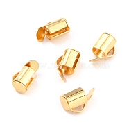 304 Stainless Steel Slide On End Clasp Tubes, Slider End Caps, Real 18K Gold Plated, 5.3x5.5x4mm, Hole: 2x1mm, Inner Diameter: 3mm(STAS-C044-09G)