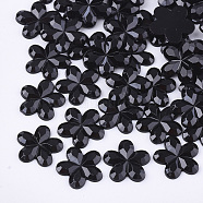 Plastic Cabochons, Flower, Black, 9x9.5x1.5mm, about 5000pcs/bag(KY-T012-01A)