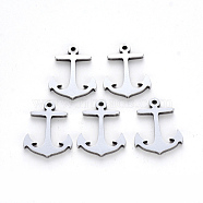 201 Stainless Steel Pendants, Laser Cut, Anchor, Stainless Steel Color, 17x13x1mm, Hole: 1.2mm(STAS-N092-59)
