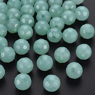 Imitation Jelly Acrylic Beads, Faceted, Round, Medium Aquamarine, 12x11.5mm, Hole: 1.8mm, about 560pcs/500g(MACR-S373-97B-E02)