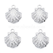 201 Stainless Steel Pendants, Shell Shape, Stainless Steel Color, 17.5x15x3mm, Hole: 2mm(STAS-N098-228P)