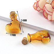 Miniature Glass Bottles, with Cork Stoppers, Empty Wishing Bottles, for Dollhouse Accessories, Jewelry Making, Heart Pattern, 24x19mm(MIMO-PW0001-035J)