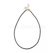 Faceted Rondelle Glass Beaded Necklaces, with Golden Plated Brass Spring Ring Clasps, Black, 14.37 inch(36.5cm)(NJEW-JN03004-09)