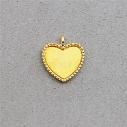 Acrylic Pendants, with Light Gold Plated Alloy Findings, Heart, Champagne Yellow, 18x16x2.5mm, Hole: 2mm(OACR-CJC0002-03H)