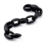 Handmade Spray Painted CCB Plastic Cable Chains, for Handbag Chain Making, Oval, Black, Links: 22.5x16.5x8.5mm, 39.37 inch(1m)/Stand(AJEW-JB00738-01)