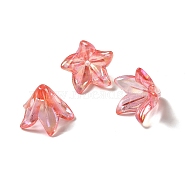Transparent Acrylic Bead Caps, Lily Flower, Indian Red, 16x12mm, Hole: 1.2mm, 825pcs/500g(OACR-H016-05G)