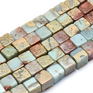 Natural Aqua Terra Jasper Beads Strands, Cube, 4~4.5x4~4.5x4~4.5mm, Hole: 0.5mm, about 89pcs/strand, 15.7 inch(40cm)(G-I213-01-4mm)