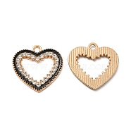 Alloy with Rhinestone Enamel Pendants, Heart Charms, Golden, 19.5x20x1.7mm, Hole: 1.8mm(FIND-G055-10G)