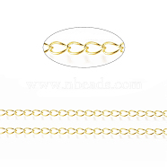 Brass Twisted Chains, Curb Chains, Soldered, with Card Paper, Oval, Lead Free & Nickel Free & Cadmium Free, Golden, 5x4x0.5mm, about 16.4 Feet(5m)/roll(X-CHC-Q001-5x4mm-G)