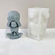 Halloween Theme DIY Candle Silicone Molds, Resin Casting Molds, For UV Resin, Epoxy Resin Jewelry Making, Skull, White, 120x71x64mm, Inner Diameter: 38x30mm(DIY-C032-06)