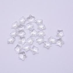 Transparent Glass Pendants, Faceted, Star Charms, Clear, 13x13.5x7mm, Hole: 1mm(X-GLAA-P037-04-16)