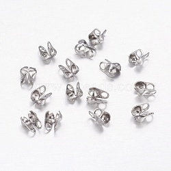 304 Stainless Steel Bead Tips, Calotte Ends, Clamshell Knot Cover, Stainless Steel Color, 4x1.5mm, Hole: 1mm, Inner Diameter: 1.5mm(X-STAS-E129-04P)