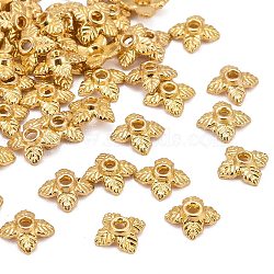 Tibetan Style Bead Caps, Cadmium Free & Nickel Free & Lead Free, Flower, Golden, 6x6x2mm, Hole: 1mm(X-TIBEB-Q018-G-FF)