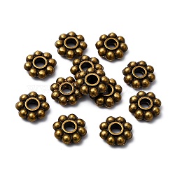 Tibetan Style Alloy Flat Round Spacer Beads, Cadmium Free & Nickel Free & Lead Free, Antique Bronze, 7.5x2mm, Hole: 2.5mm(TIBEB-2351A-AB-FF)