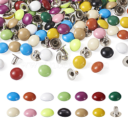 130 Sets 13 Colors Enamel Rivets, with Iron and Brass Findings, Mushroom, Mixed Color, 9x5mm, 10 sets/style(FIND-SW0001-17)