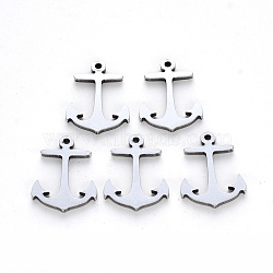 Tarnish Resistant 201 Stainless Steel Pendants, Laser Cut, Anchor, Stainless Steel Color, 17x13x1mm, Hole: 1.2mm(STAS-N092-59)