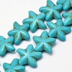 Synthetic Turquoise Bead, Flower, Dyed, Turquoise, 21x23x8mm, Hole: 2mm(X-G-M151-02)