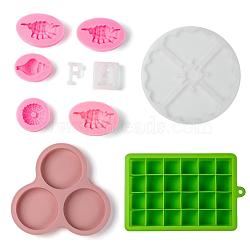 DIY Silicone Molds, Resin Casting Molds, For UV Resin, Epoxy Resin Jewelry Making, Mixed Shapes, Mixed Color, 40~254.5x35~276x2~77mm, Inner Diameter: 8~150mm(DIY-MSMC001-09)