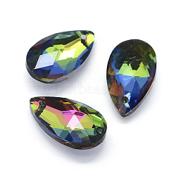 Faceted Glass Pendants, Teardrop, Colorful,22x13x8.5mm, Hole: 1mm(X-GLAA-F069-L-B01)