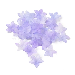 Transparent Acrylic Beads Caps, 5-Petal Flower, Lilac, 24x25.5x5.5mm, Hole: 1.5mm, 550pcs/500g(OACR-B022-02A)