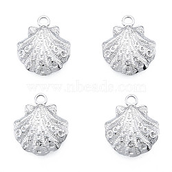 Non-Tarnish 201 Stainless Steel Pendants, Shell Shape, Stainless Steel Color, 17.5x15x3mm, Hole: 2mm(STAS-N098-228P)