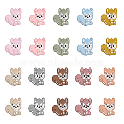20Pcs 10 Colors Squirrel Food Grade Eco-Friendly Silicone Beads, Chewing Beads For Teethers, DIY Nursing Necklaces Making, Mixed Color, 29.5x28x9.5mm, Hole: 2.5mm, 2pcs/color(SIL-GL0001-02)