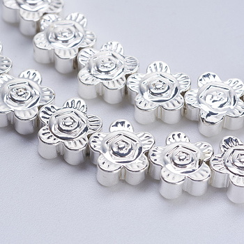 Non-magnetic Synthetic Hematite Beads Strands, Smooth Surface, Sunflower, Silver Plated, 7.5x3mm, Hole: 1mm, about 57~58pcs/strand, 15.9 inch(40.5cm)