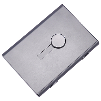 Aluminum Business Card Holder Case, Hand-push Type, Rectangle, Matte Gunmetal Color, 68x97x12mm