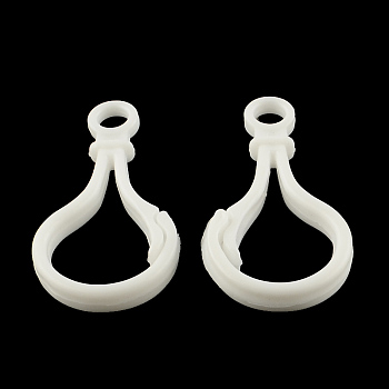 Opaque Solid Color Bulb Shaped Plastic Push Gate Snap Keychain Clasp Findings, White, 51x25x5.5mm, Hole: 6mm