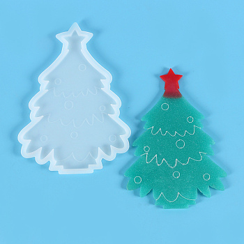 Christmas Tree Display Silicone Molds, Resin Casting Molds, for UV Resin & Epoxy Resin Craft Making, White, 164x120x6mm, Inner Diameter: 151x110mm