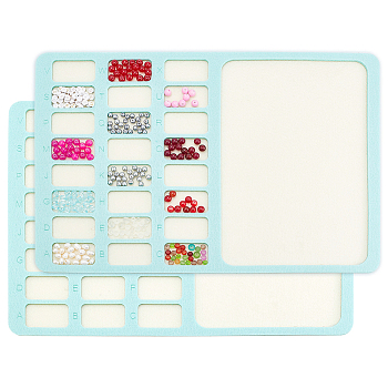 Felt Bead Design Board, DIY Beading Jewelry Bracelet and Anklet Making Tray, Rectangle, Pale Turquoise, 280x398x7mm
