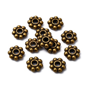 Tibetan Style Alloy Flat Round Spacer Beads, Cadmium Free & Nickel Free & Lead Free, Antique Bronze, 7.5x2mm, Hole: 2.5mm