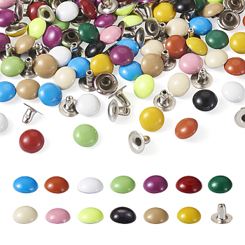 130 Sets 13 Colors Enamel Rivets, with Iron and Brass Findings, Mushroom, Mixed Color, 9x5mm, 10 sets/style